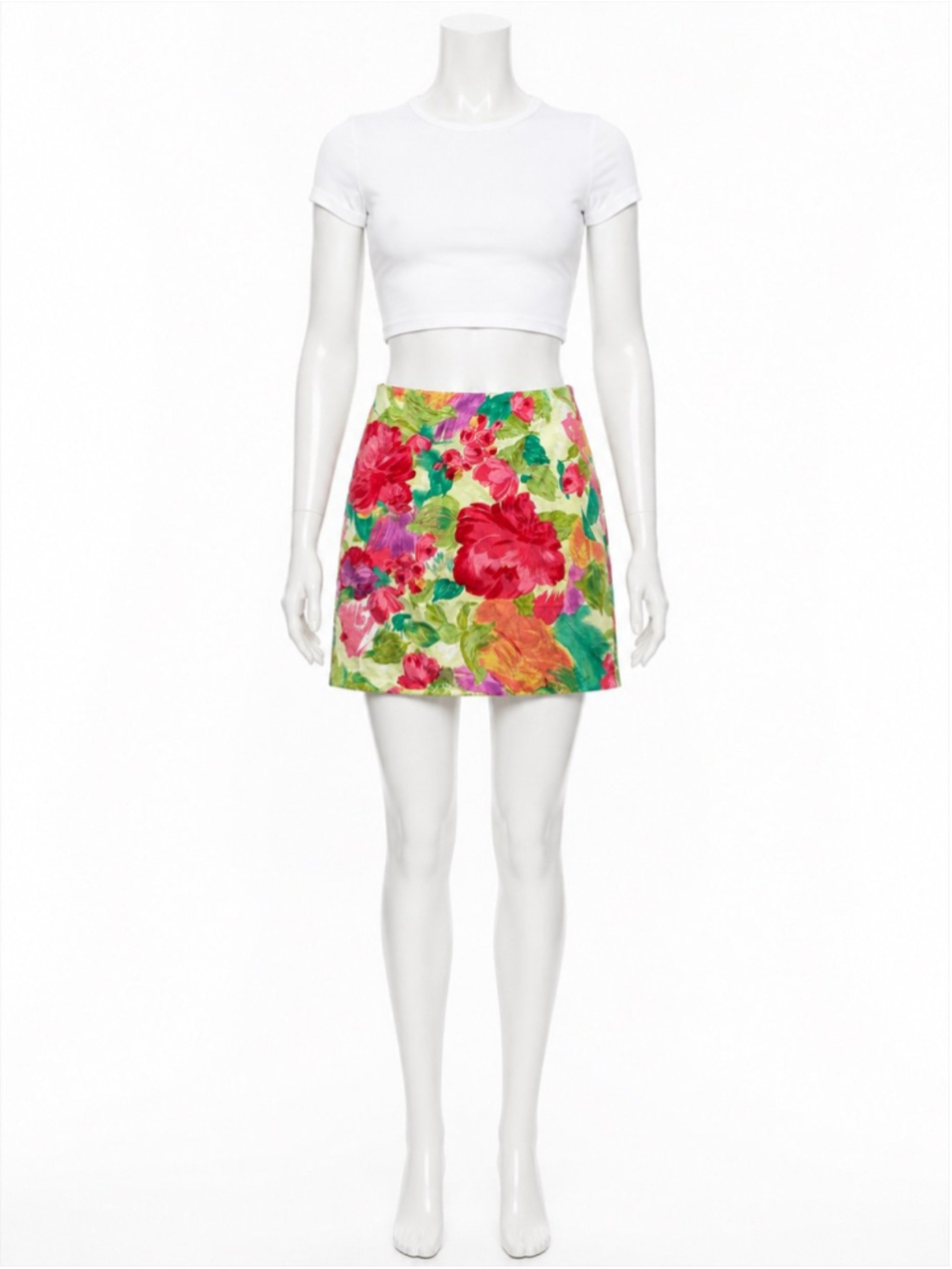 Talbots Mini Skirt Size 4 small Floral Botanical Print Pencil Pastel Preppy